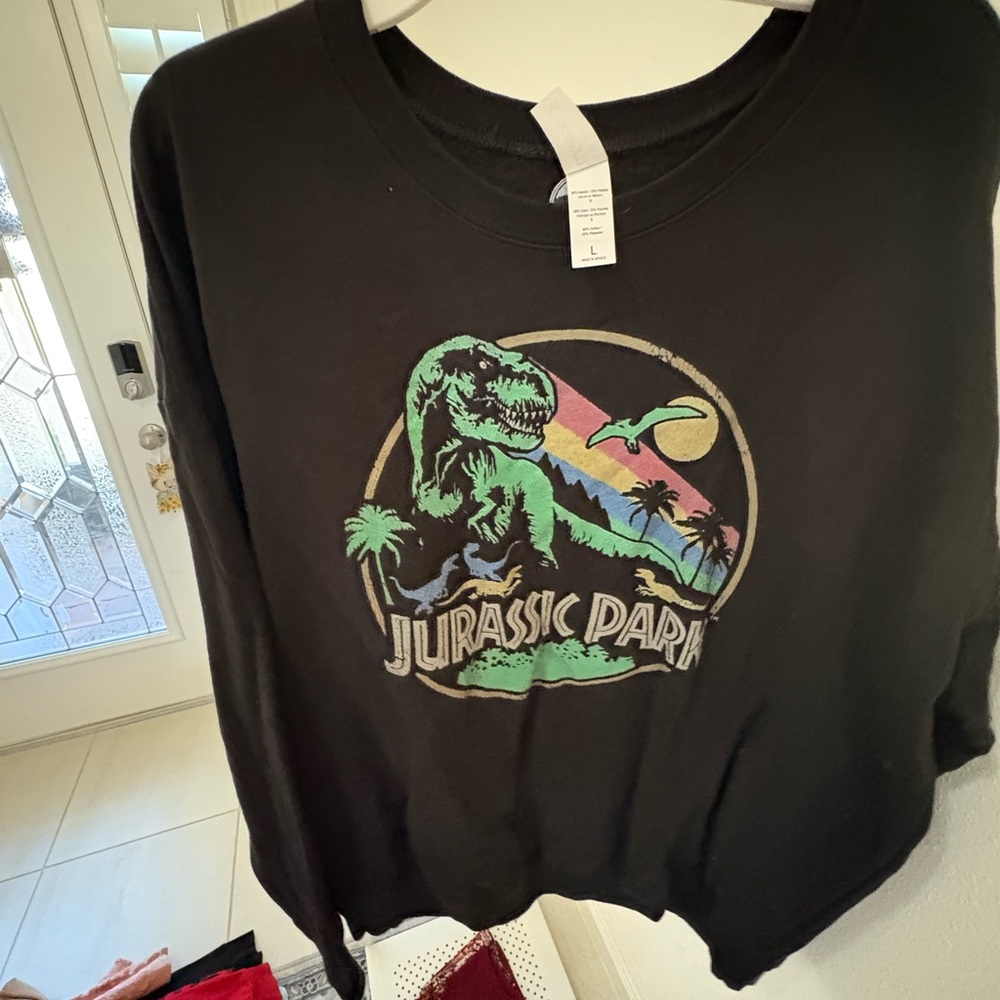 Tultex Black Jurassic Park Long Sleeve Sweater - Large